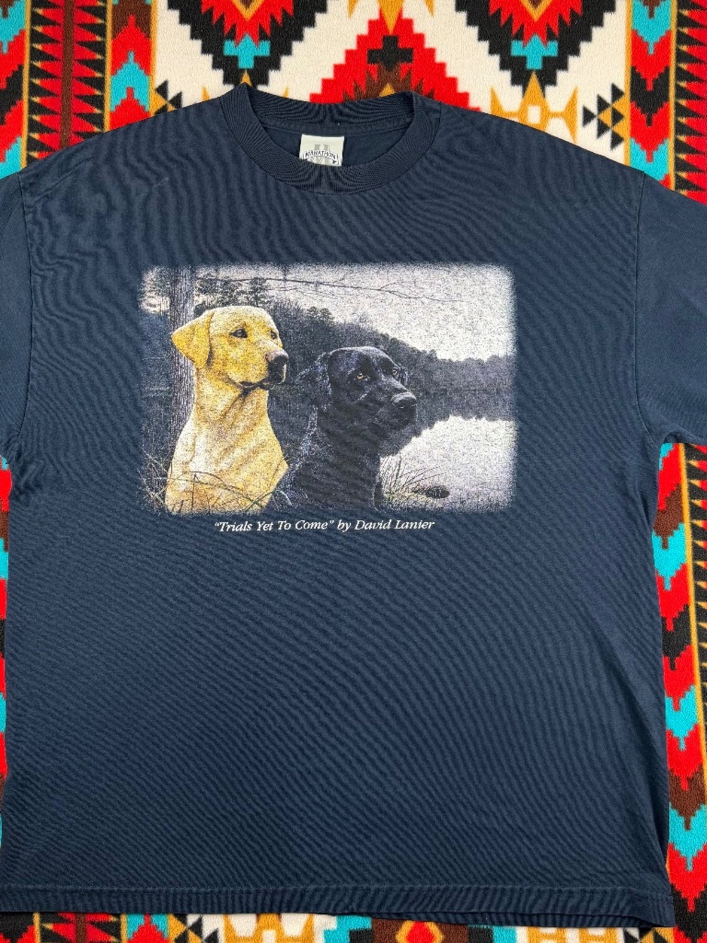Vintage Hunting Dog Graphic T Shirt Labrador Retriever Duck Hunting Tee X